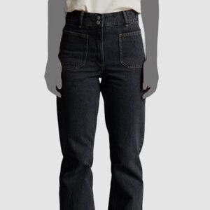 $271 A.P.C Women's Black Nikki Straight Topstitch Jeans Pants NWT Designer Size